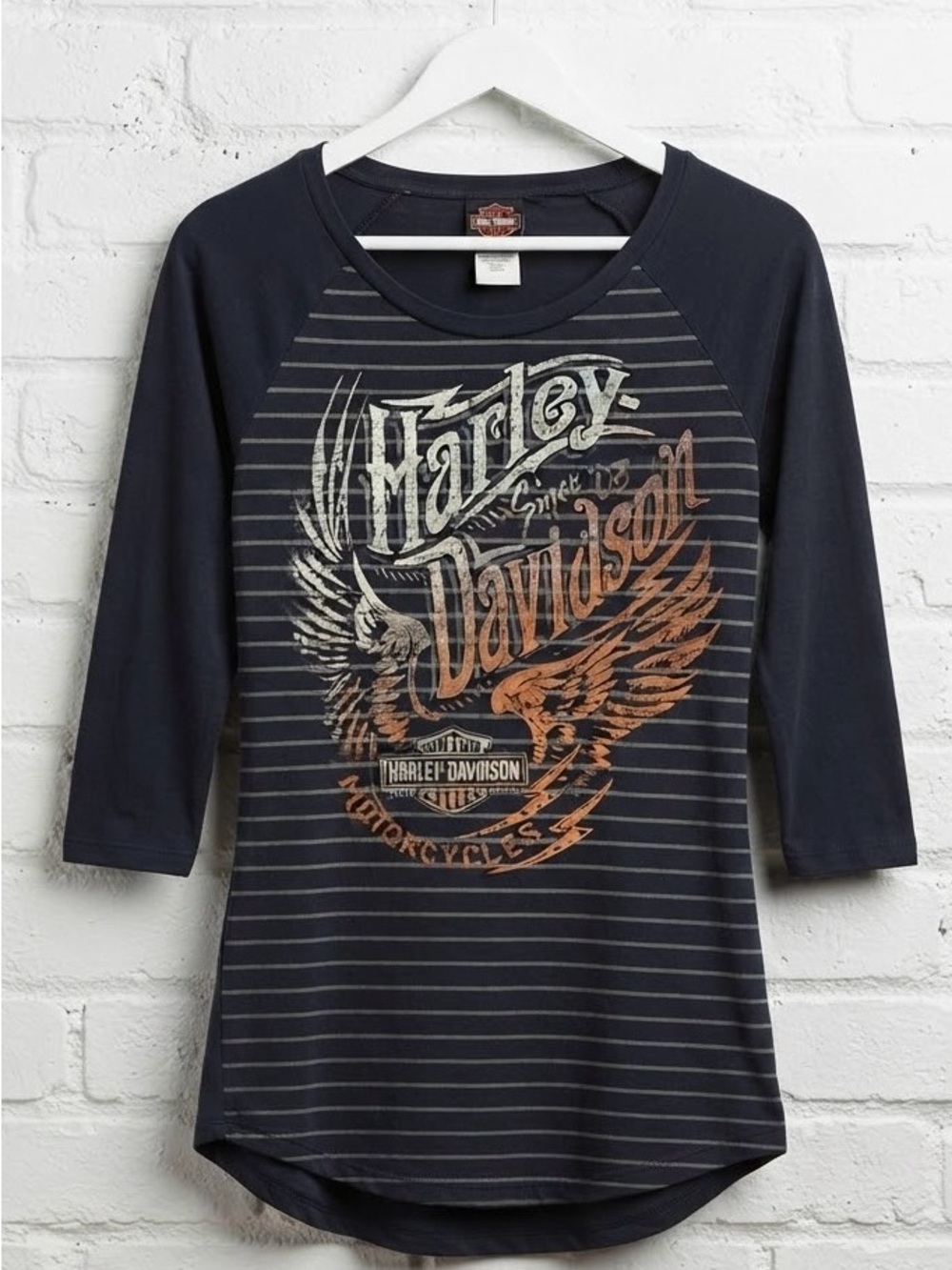 Harley-Davidson Biker Graphic 3/4 Sleeve Shirt